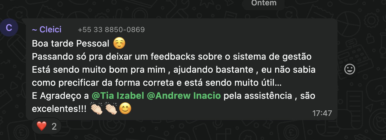 Depoimento de Cleici no WhatsApp
